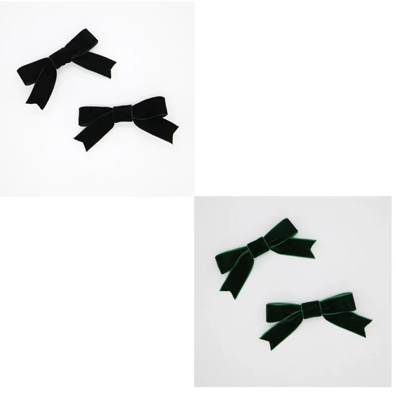black-green 4 шт. новые бархатные заколки для волос с бантиком, модные заколки для волос с бантиком для женщин и девочек, милые аксессуары для волос, заколки для волос с бантиком - Цвет: black-green