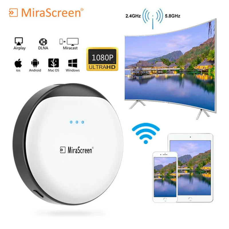 1080P MiraScreen 5G WiFi TV Stick Miracast ios Android Windows Dongle приемник DLNA Airplay для Netflix YouTube|SmartTV-стики и