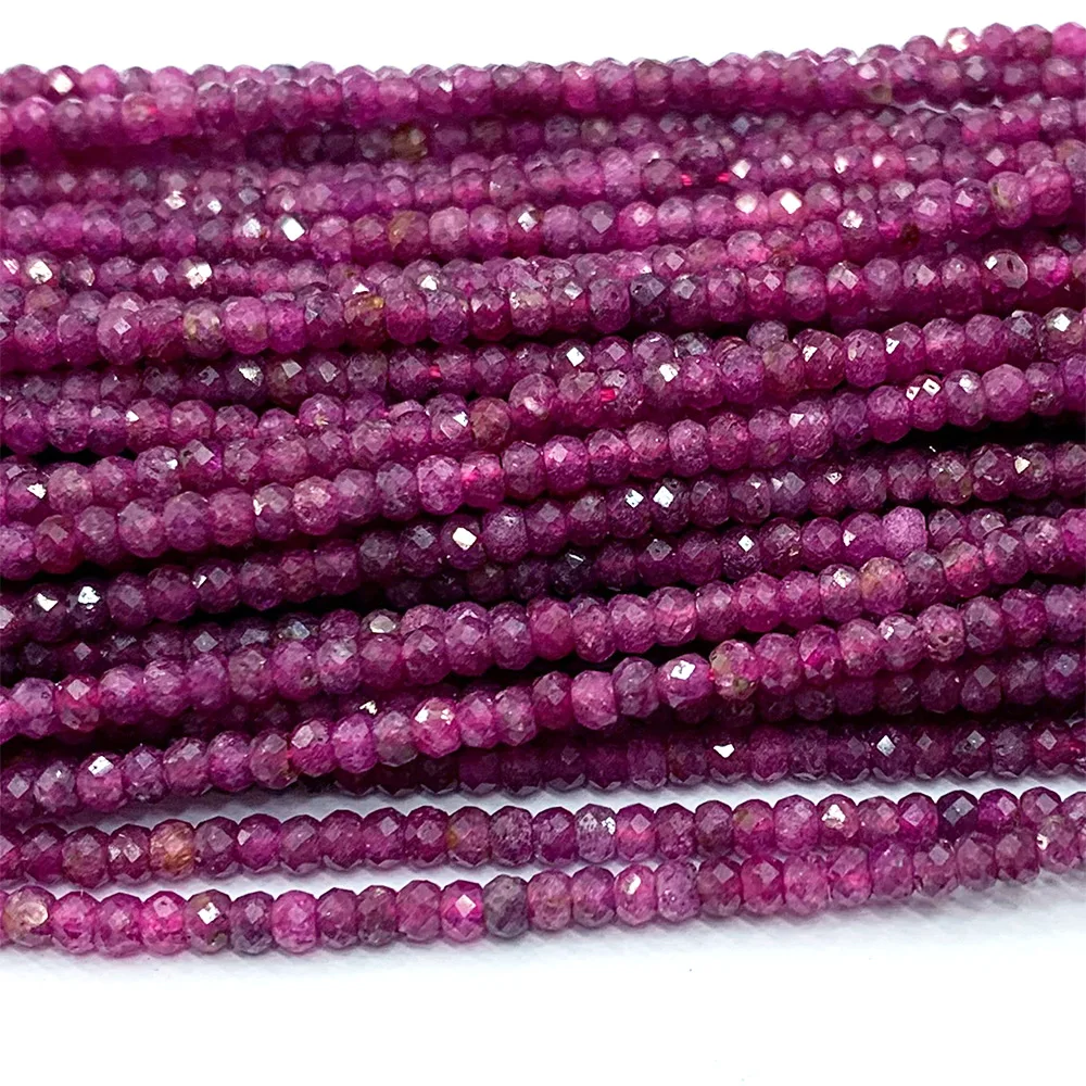 Veemake rubino pietra preziosa naturale collana fai da te bracciali orecchini anello sfaccettato piccole Rondelle perline da donna per creazione di gioielli 06690