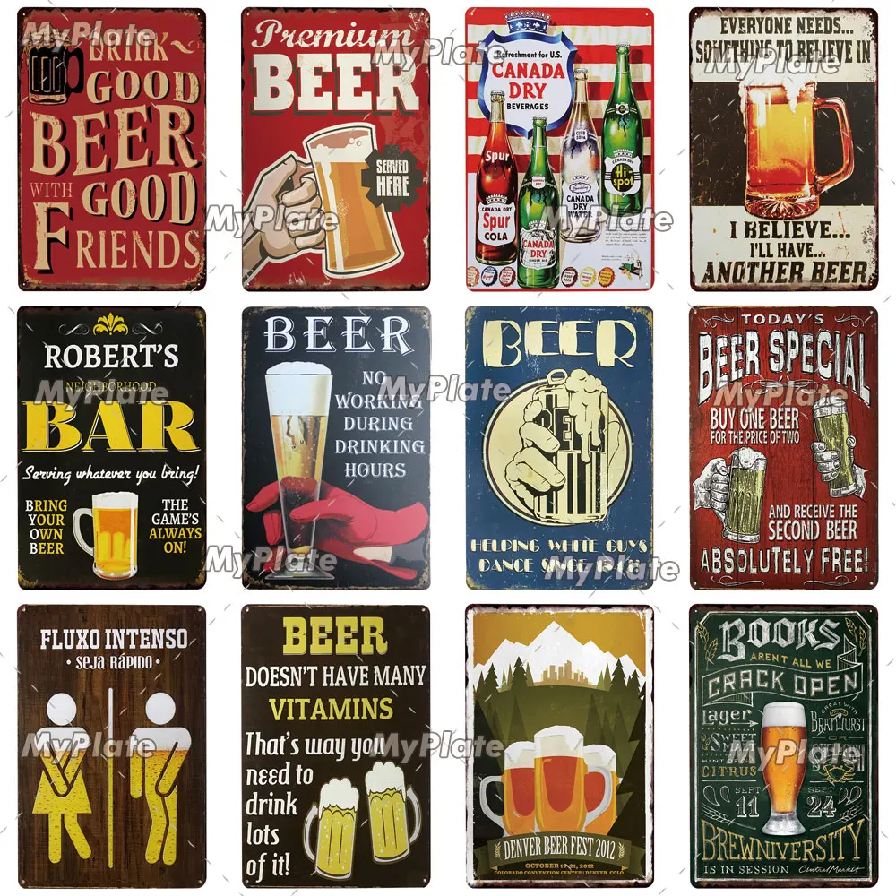 Ice Cold Beer Metal Sign Vintage Plaque Alcohol Tin Plate Wall Decor For Bar Club Man Cave Art Retro Poster Custom | Дом и сад