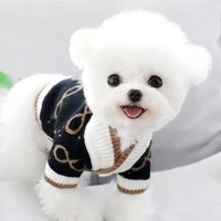 fashionable dog clothes black pet sweater puppy open button knit sweater poodle warm winter clothes soft pet supplies