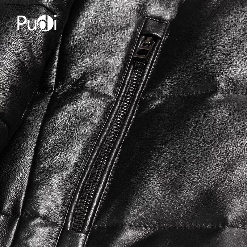 PUDI MT820 мужские новые модные куртки из овечьей кожи пуховые куртки с воротником из меха енота Осень Зима Повседневная Верхняя одежда
