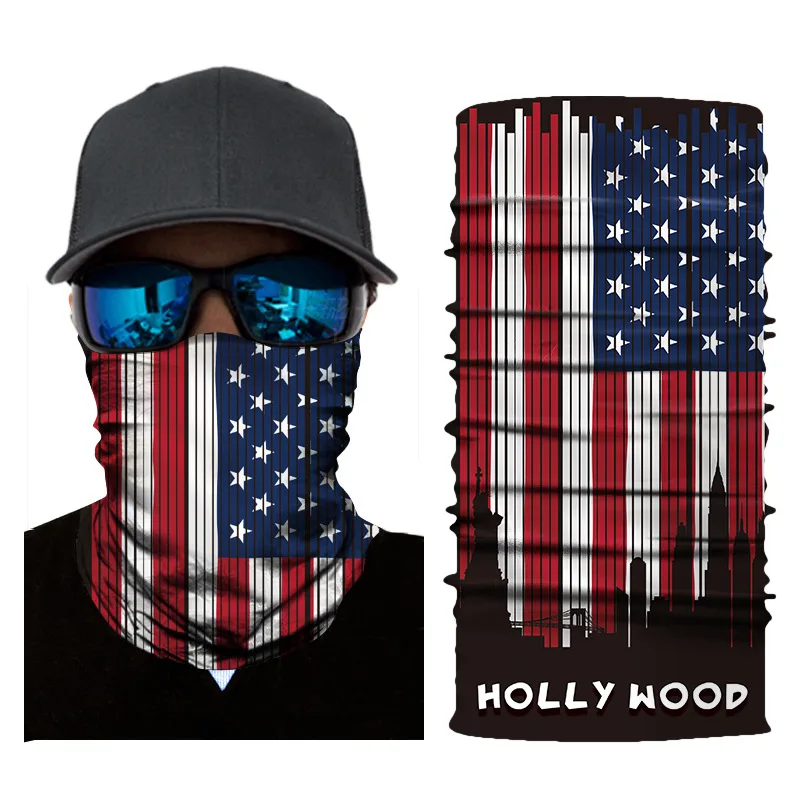 Волшебный шарф со звездами и полосками цветная маска с черепами велосипедная