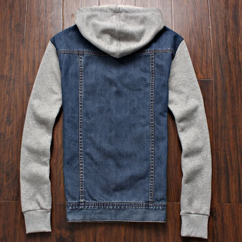 

New Denim Jacket Men Hooded Sportswear Outdoors Casual Fashion Jeans Jackets Hoodies Cowboy Mens Jacket and Coat Plus Size 5XL