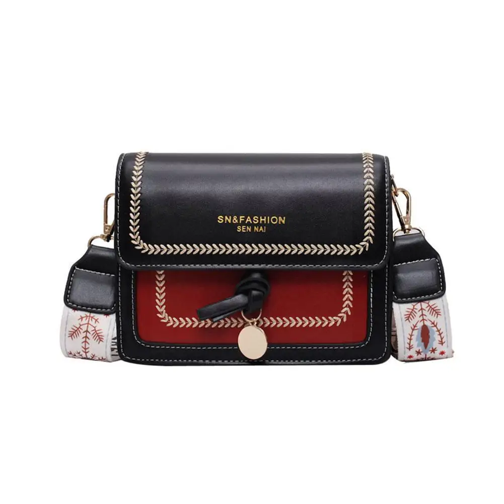 

Summer New Fashion Female Mother Bag Western Atmosphere Strap One-shoulder Wide Messenger Bag Square Shoulder Small Bag Z3I9