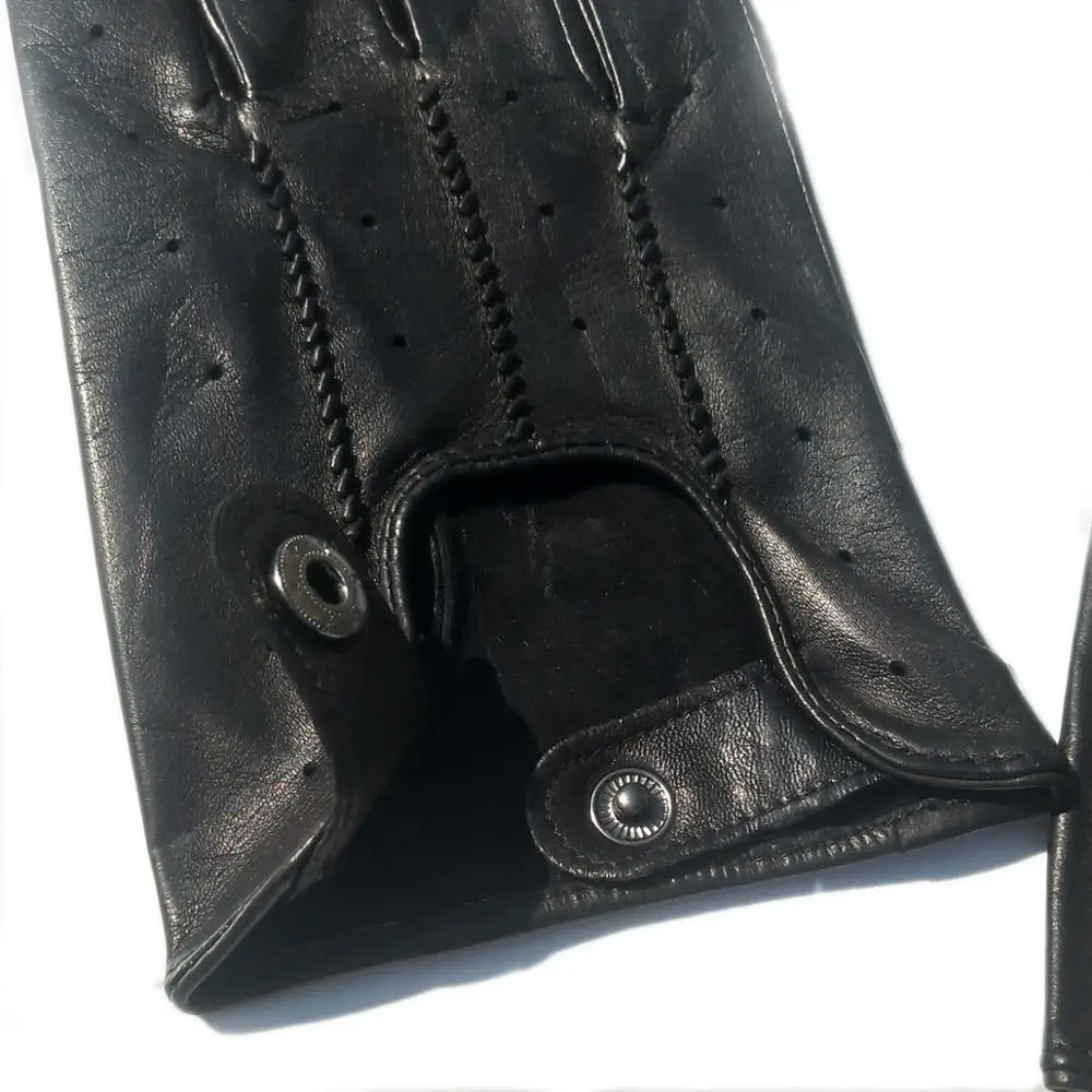 

kimobaa man unlined real lambskin motor driving leather gloves black gray