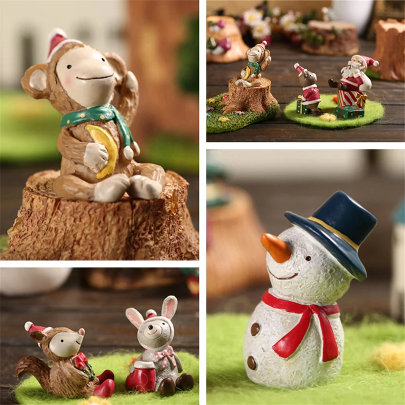 Миниатюрная фигурка из смолы рождественские мини фигурки статуя оленя Санта