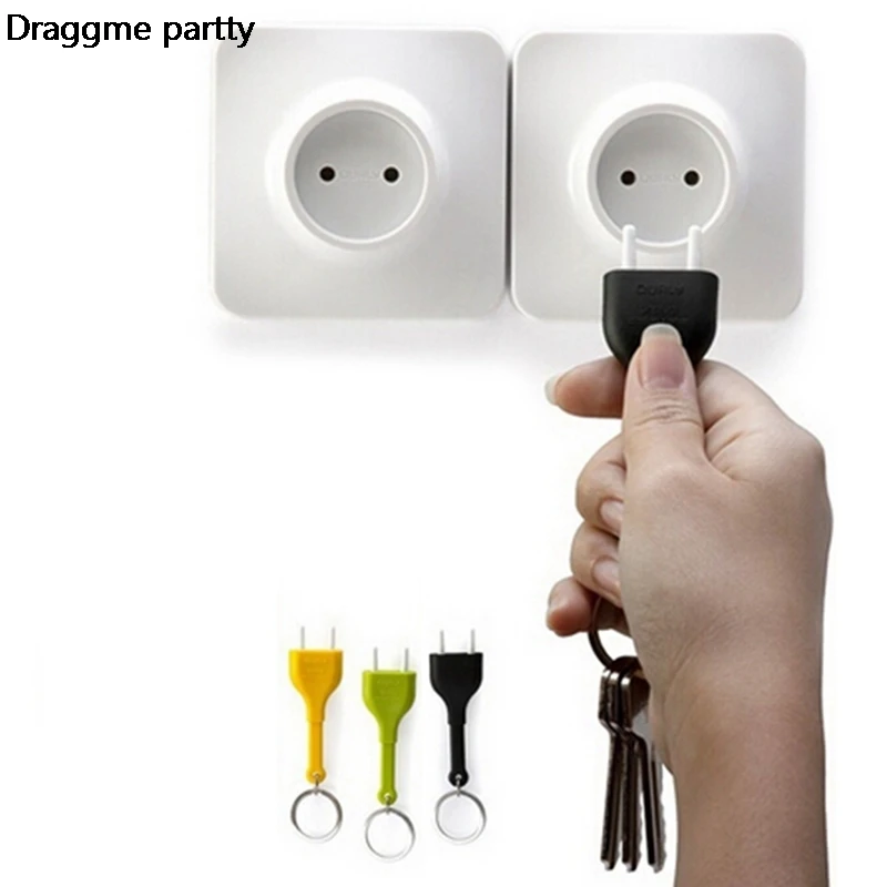 

1 Pcs Random Color Cute Home Wall Decroation Design Unplug Keyring EU Plug Socket Keychain Key Ring Holder Drop Shipping