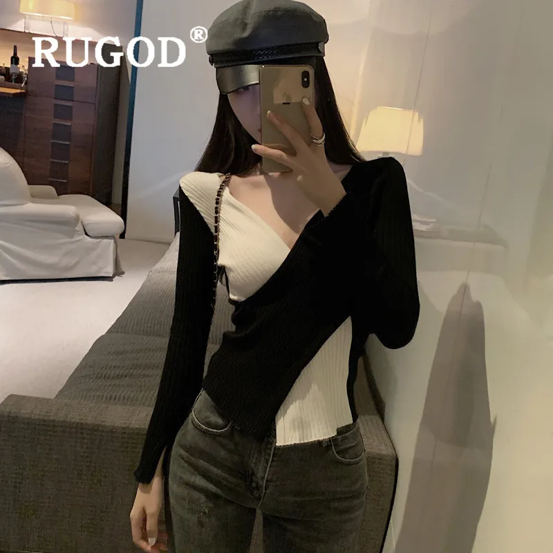 свитер женский RUGOD сексуальный с глубоким v-образным вырезом крест-накрест модный