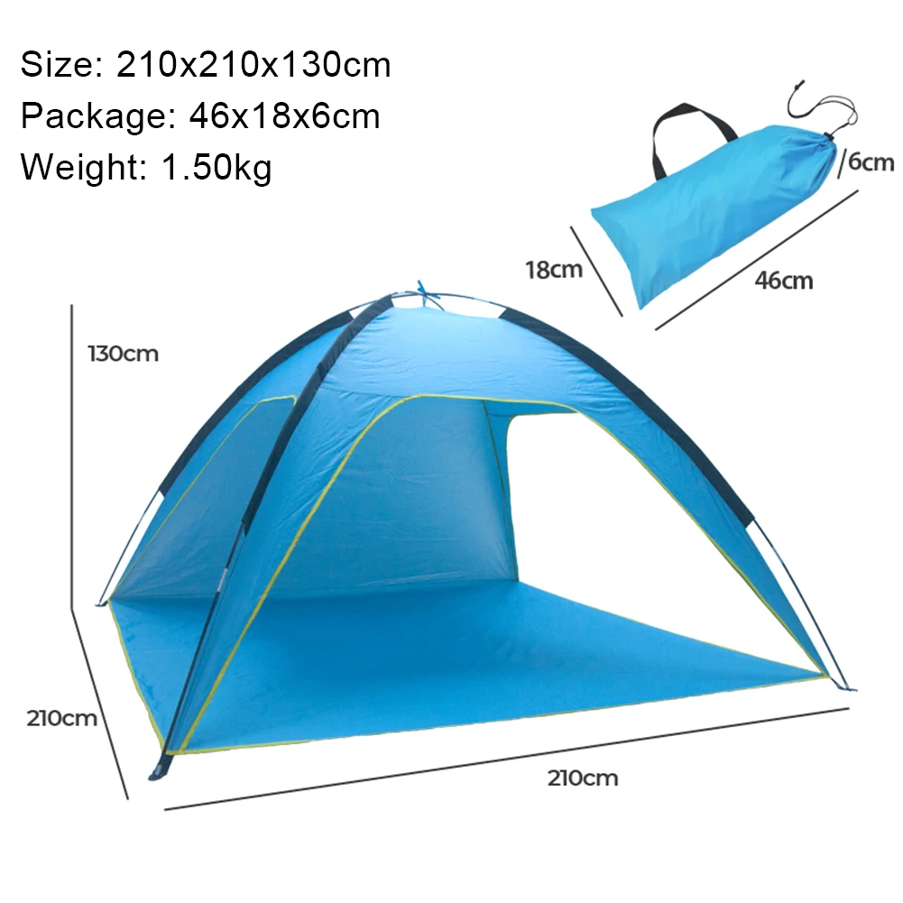 

Foldable Beach Outdoor Tent Double Pole Support Sun Water Resistant Outdoor Canopy Shelter Oxford Fabric Waterproof Camping Tent