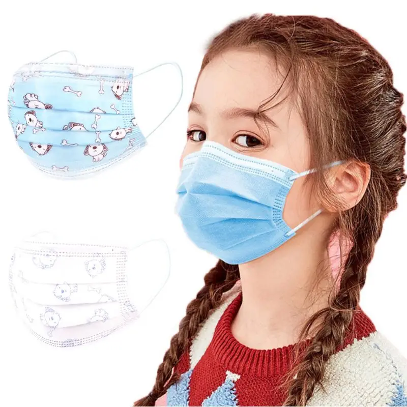 

50Pcs Kids Student Disposable PM2.5 Mouth Mask Cartoon Animal Cactus 3-Ply Antibacterial Dustproof Safety Face Cover