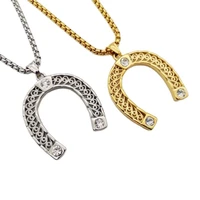 goldsilver color stainless steel cz stones horseshoe pendant necklace u shaped charm horse shoe necklace jewelry unique fashion