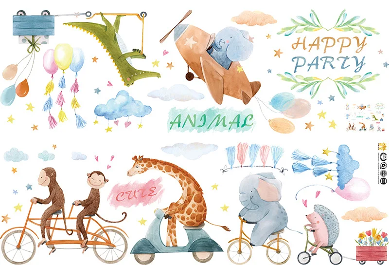 

Cartoon Animal Wall Sticker for Kids Room Home Decor Wall Decals Nursery Mural Boy Girl Children Bedroom DIY Vinyl Wallpaper