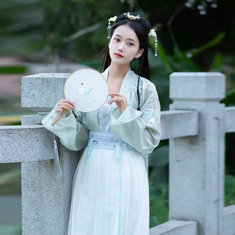 Шифон Hanfu Dynastie Tang одежда Улучшенный женский костюм хлопок Han элемент Китайский