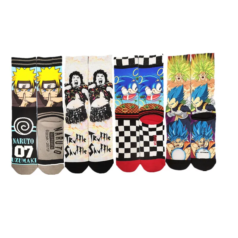 

Autumn and Winter Style Terry men's Socks Towel Bottom Printing Animation Cartoon Series Music Characters Middle Barrel