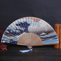 silk hand fan mount fuji kanagawa waves japanese folding fan pocket fan wedding party decoration gifts home wall decoration
