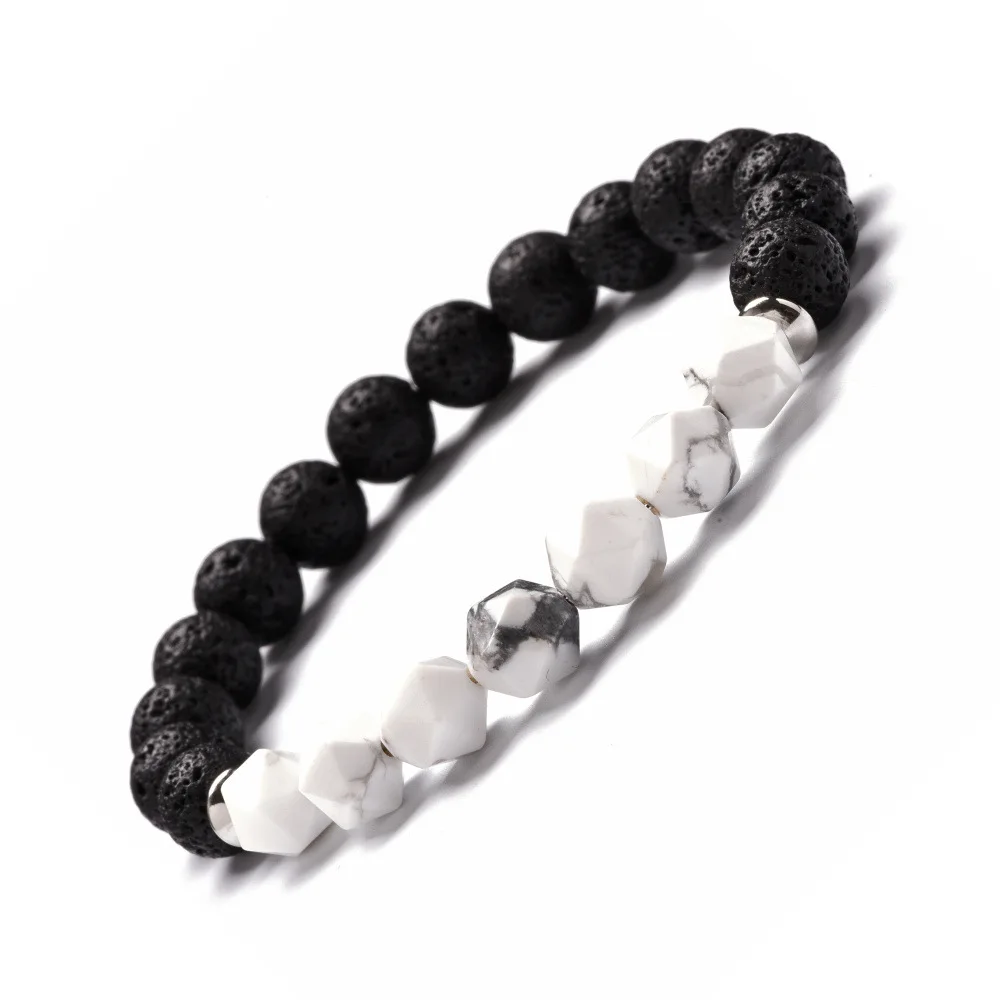 

2021 New New Natural Stone Cut Triangle Energy Crystal Bracelet Volcanic Stone Bracelet Bijoux