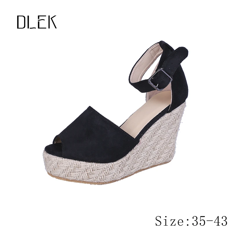 Сандалии женские на высокой танкетке соломенные Босоножки с открытым носом