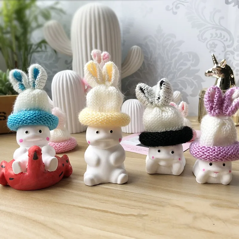 Милый кролик шляпа толстяка милый Мини свитер DIY аромат гипс Свеча материал
