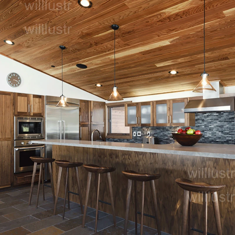 Современное прозрачное стекло Подвесная лампа с воронкой для ресторана отеля