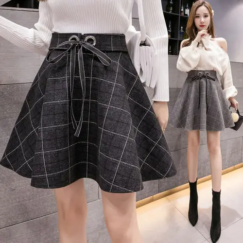 

High waist skirt with buttocks short skirt half length skirt women's dress winter fashion Korean version for female students