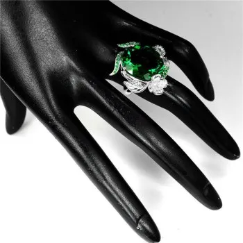 

Inlaid Emerald Egg-shaped Gemstone Turtle Ring European and American Creative Phoenix Bird Ring R813 Whole Sale