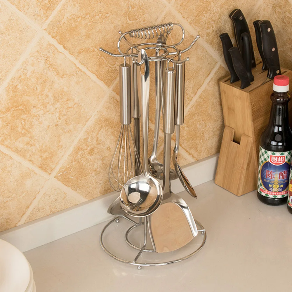 

Wall Mounted Kitchen Cooking Tool Hanger -Space Saving, with 6 Hooks, Utensils Rack Hooks Holder for Hanging Spoons, Spatula