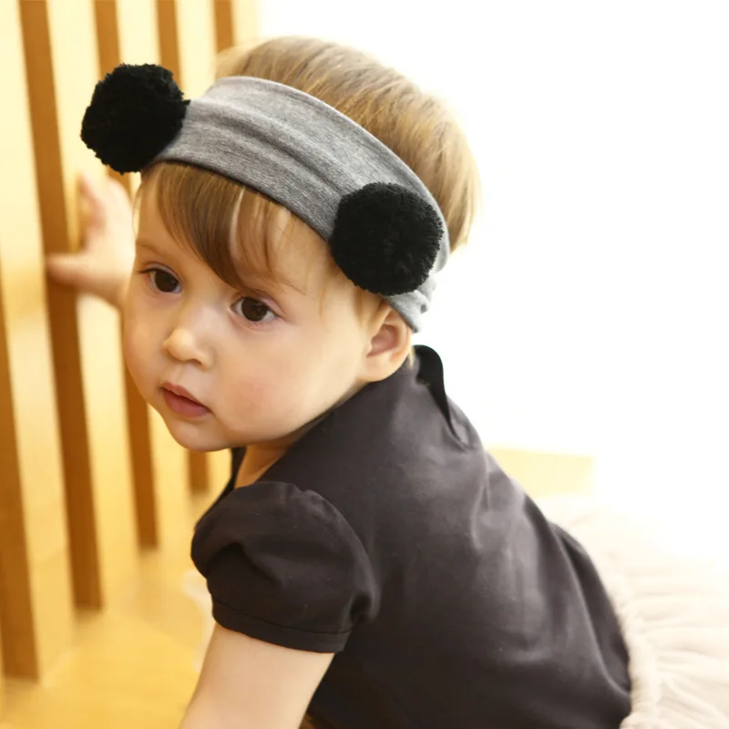 Новинка повязка на голову из двух плюшевых шариков для маленьких девочек