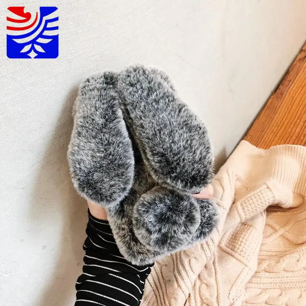 Gray rabbit PEIPENG 3D милый животный плюшевый собачий Пушистый Теплый Меховой чехол для телефона для iPhone 7 Plus силиконовый чехол для iPhone X XS Mas 8 7 6 6s Plus XR - Цвет: Gray rabbit