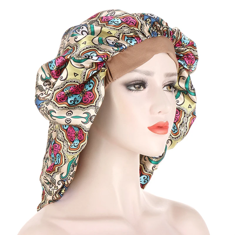 

Винтажная Ночная Кепка с принтом, атласная Кепка в европейском и американском стиле, многофункциональная Кепка в западном стиле, красивая К...