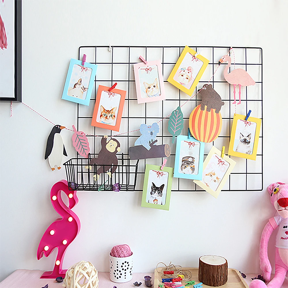 10 шт. розовая синяя бумажная рамка с зажимами и веревкой 7 дюймов настенная