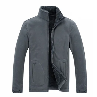DIMUSI зимние мужские флисовые куртки s Softshell повседневные мужские толстые теплые толстовки мужские теплые одноцветные кофты с капюшоном пальто одежда 7XL - Цвет: Light Grey