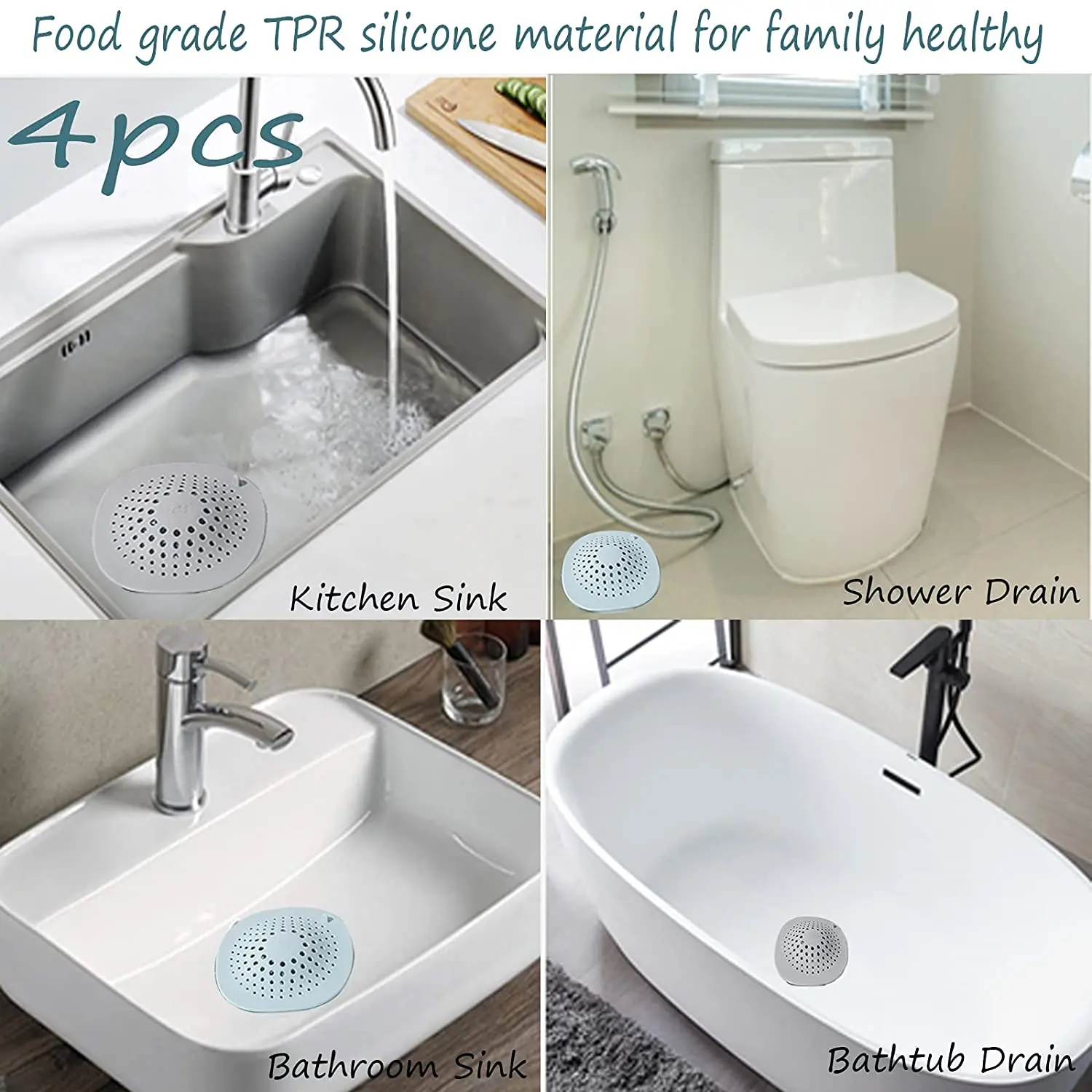 Фильтр для раковины кухни, предохранитель от волос для душа, затычка для ванны, покрытие пола в ванной комнате, универсальный антизасоритель.