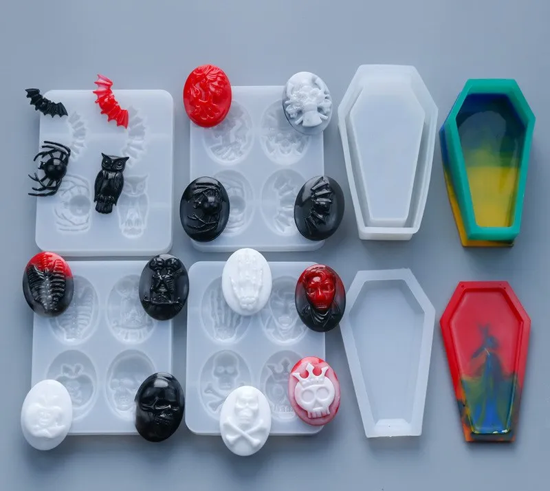 Силиконовая форма сделай сам для Хэллоуина Прозрачная с черепом паука подвеска