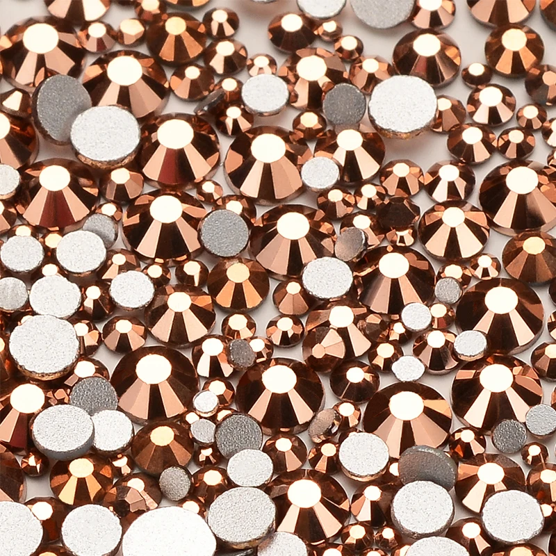 Розовое золото смешанные размеры SS3 ~ SS20 стразы с плоским основанием для