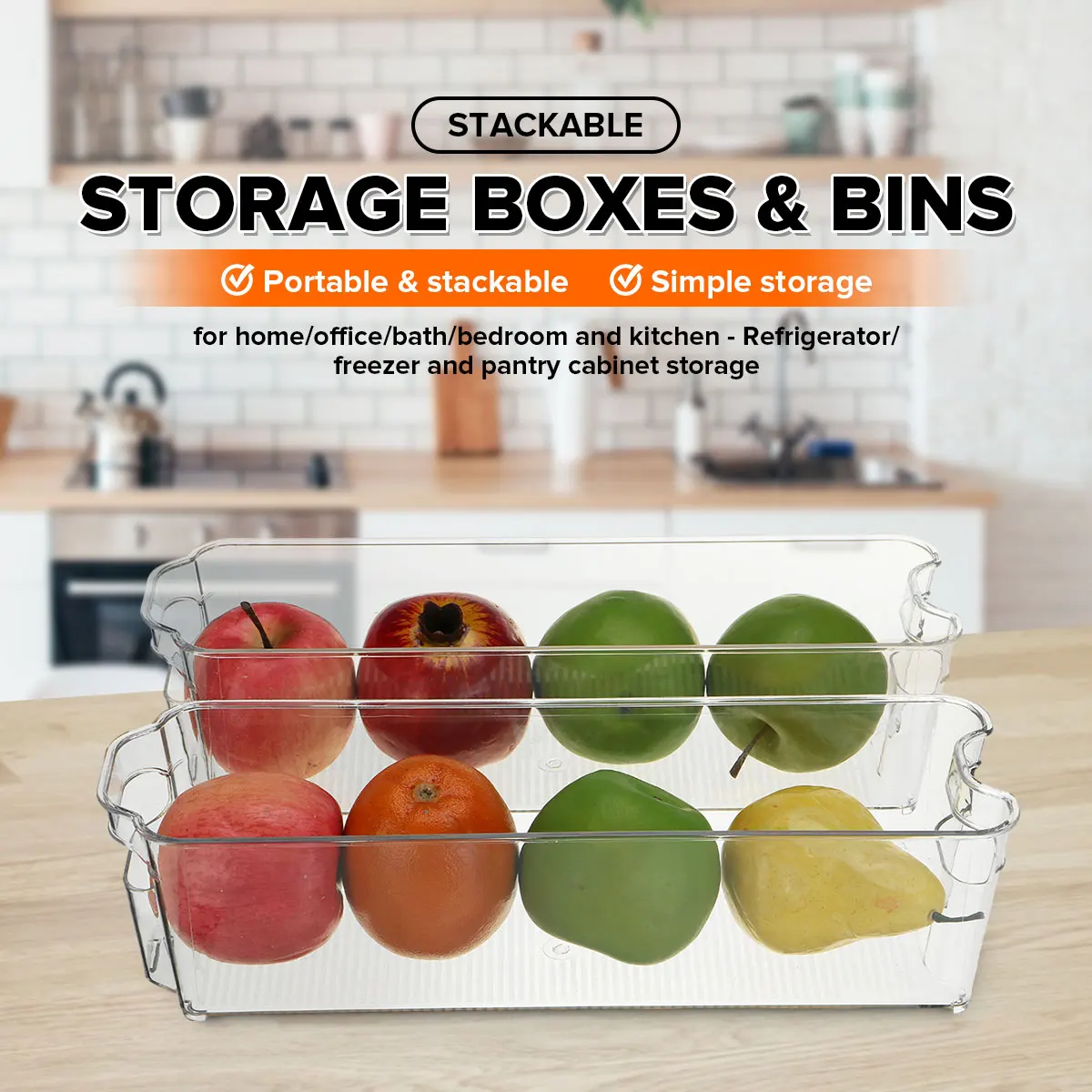 

6pcs Compartment PET Refrigerator Drawer Organizer Bin Set Transparent Fridge Storage Bin Kitchen Containers For Pantry Freezer