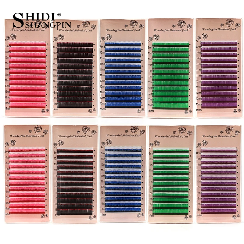 

SHIDISHANGPIN Gradient Red Green Blue Purple Color Eyelash Extension Individual Faux Mink False Eye Colored Lashes Makeup Tool