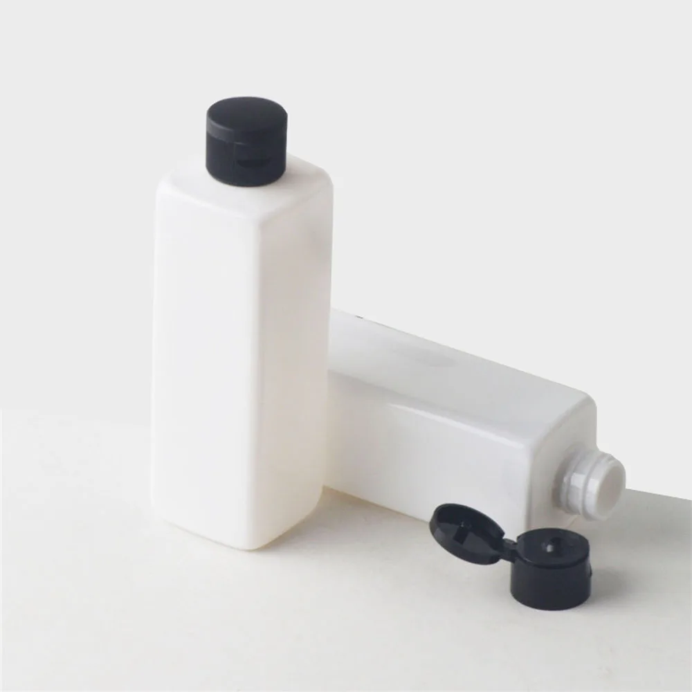 40 шт. 250 мл белые пустые квадратные пластиковые бутылочки с откидной крышкой