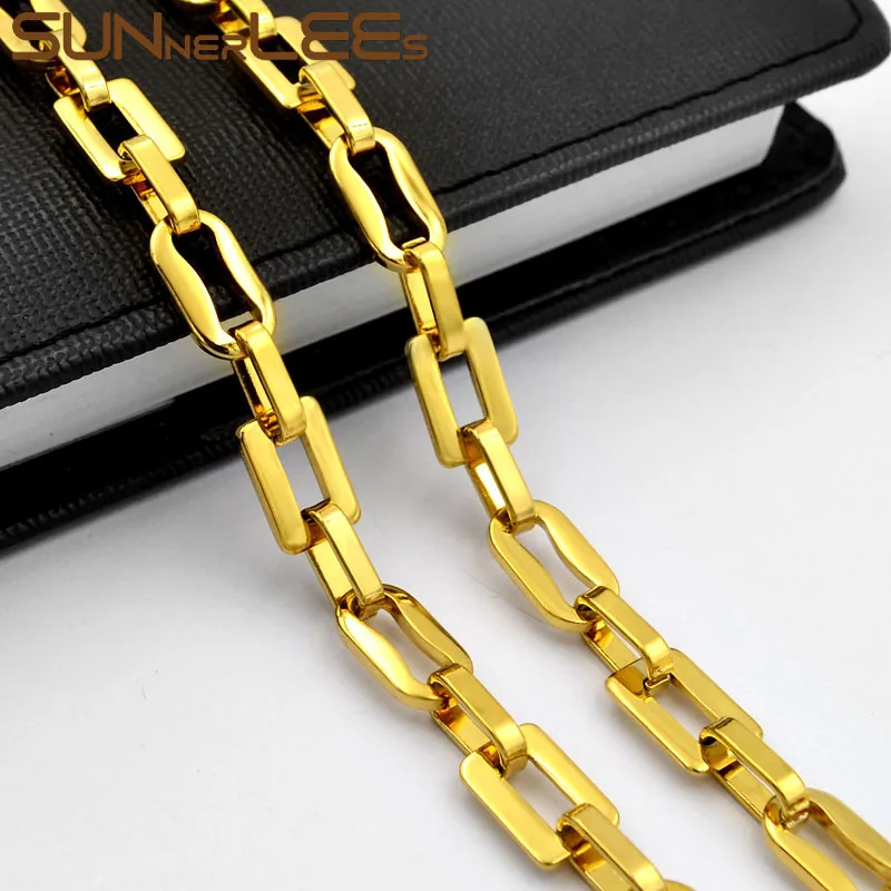 

SUNNERLEES 316L Stainless Steel Necklace 8mm Geometric Link Chain Gold Color High Polished Men Women Fashion Jewelry Gift SC181