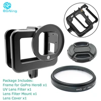 aluminum cnc protective case for gopro hero 8 black frame cage mount hot shoe uv lens filter for go pro 8 camera accessories