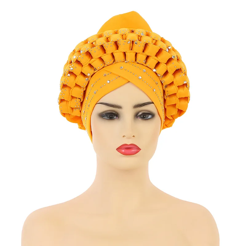 

2022 African Lady Scarf Hat Multicolor Hat Cap Moslin Cap e Cap wn India Africaine Designer Bonnets Fast Free Shipping