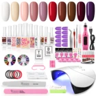 COSCELIA лак для ногтей комплект блеск маникюрный набор с УФ-светодиодный светильник, Электрический Фрезер для ногтей, сверлильный! Полупостоянная Краски Гибридный Ногтей Гель Инструменты