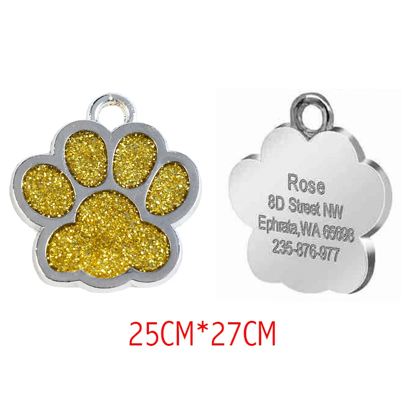 27x25mm Gold Персонализированные индивидуальные собаки ID тег гравировка металла Pet Cat имя метки ошейник аксессуары кулон табличка блеск брелок - Цвет: 27x25mm Gold