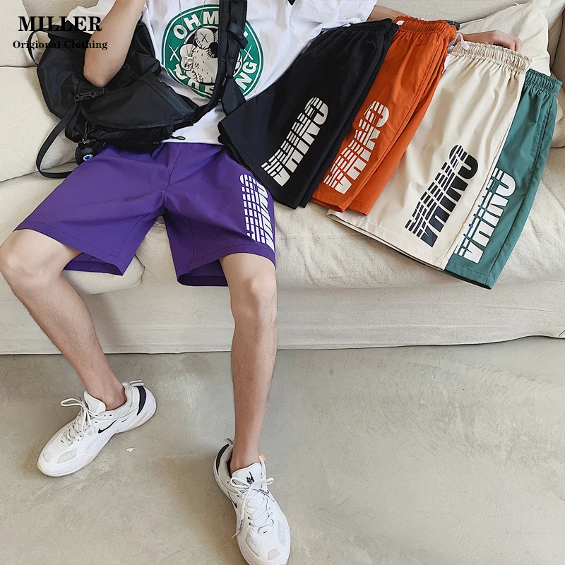 

Summer Men's Casual Loose Style Beach Pants 2021 New Streetwear Fashion All-match Sports Five-point Pants Five Color Options