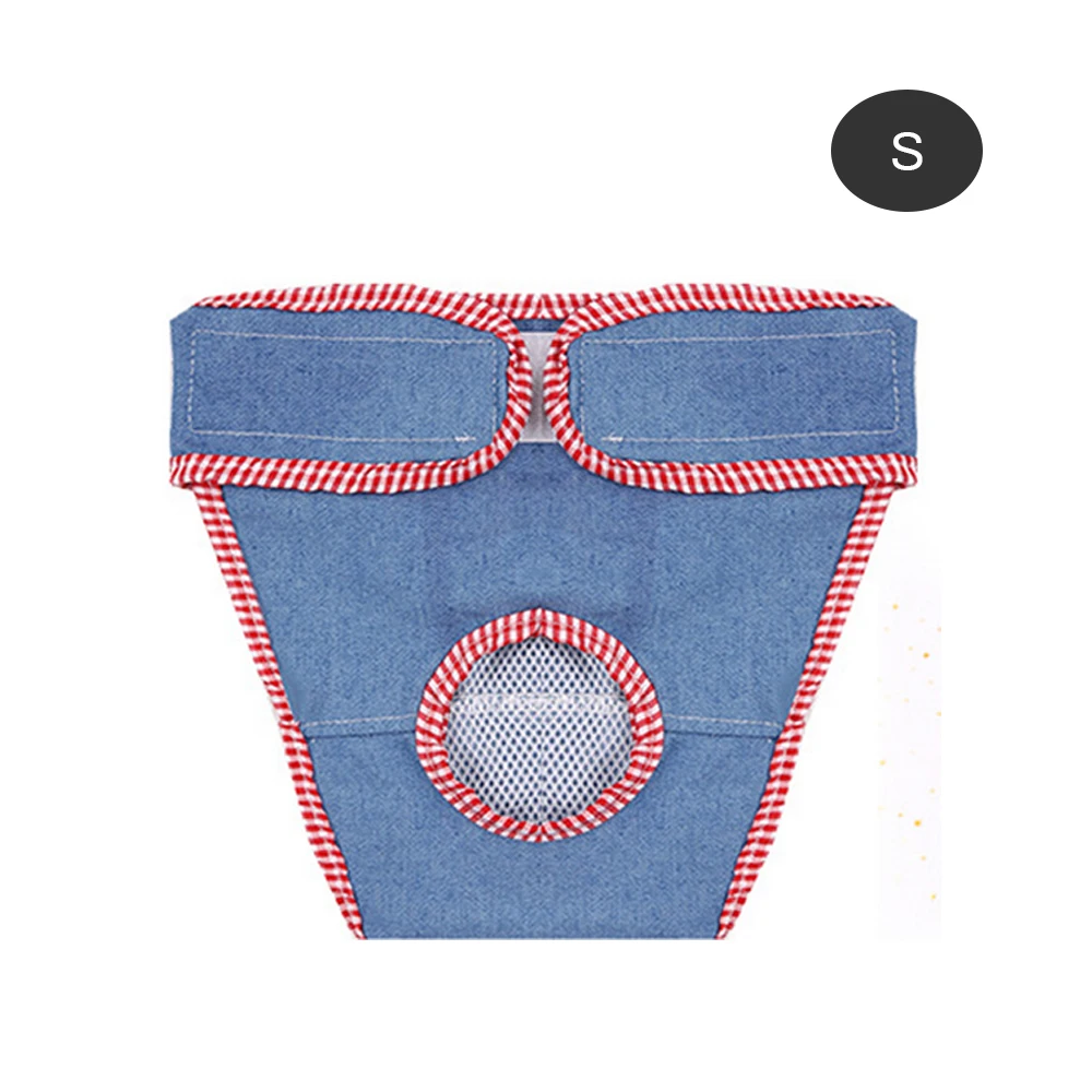Jeans Домашние животные менструации нижнее белье трусы женский собачий санитарный моющийся щенок шорты трусики Собака физиологические брюки подгузник S-XXL - Цвет: Jeans