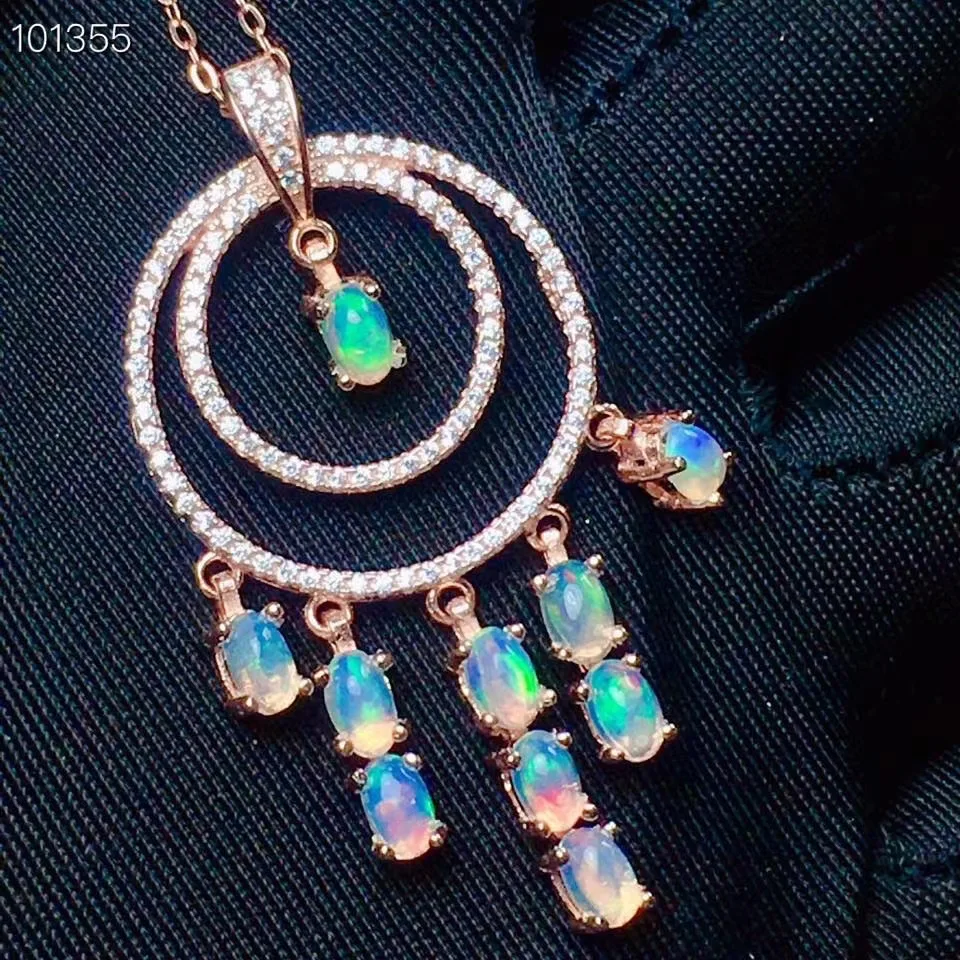 Лучший Подарок на юбилей подвеска из натурального опала ожерелье настоящего