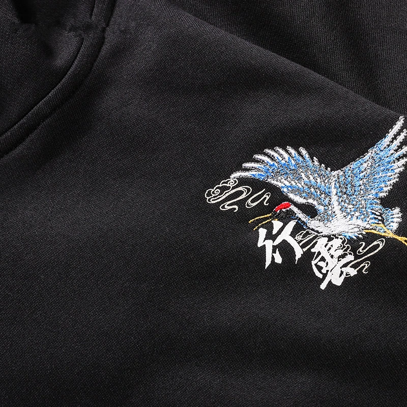 Толстовки с вышивкой журавля китайскими птицами толстовки капюшоном в стиле