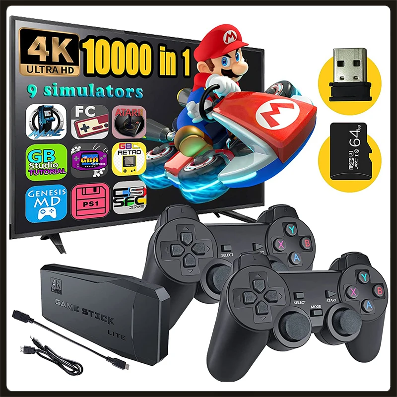 Беспроводные игровые консоли 10000 игр 64 ГБ Ретро Классические мини-геймпады для ТВ