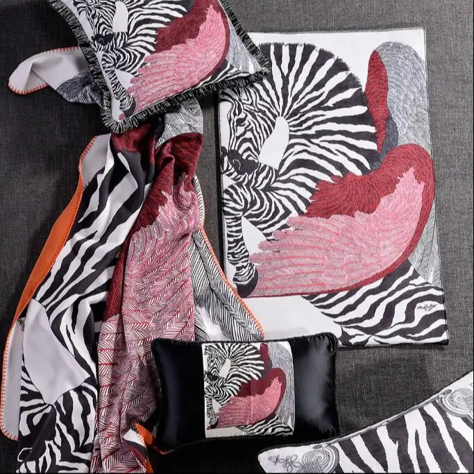 Американский чехол для подушки черно-белая наволочка с изображением лошади