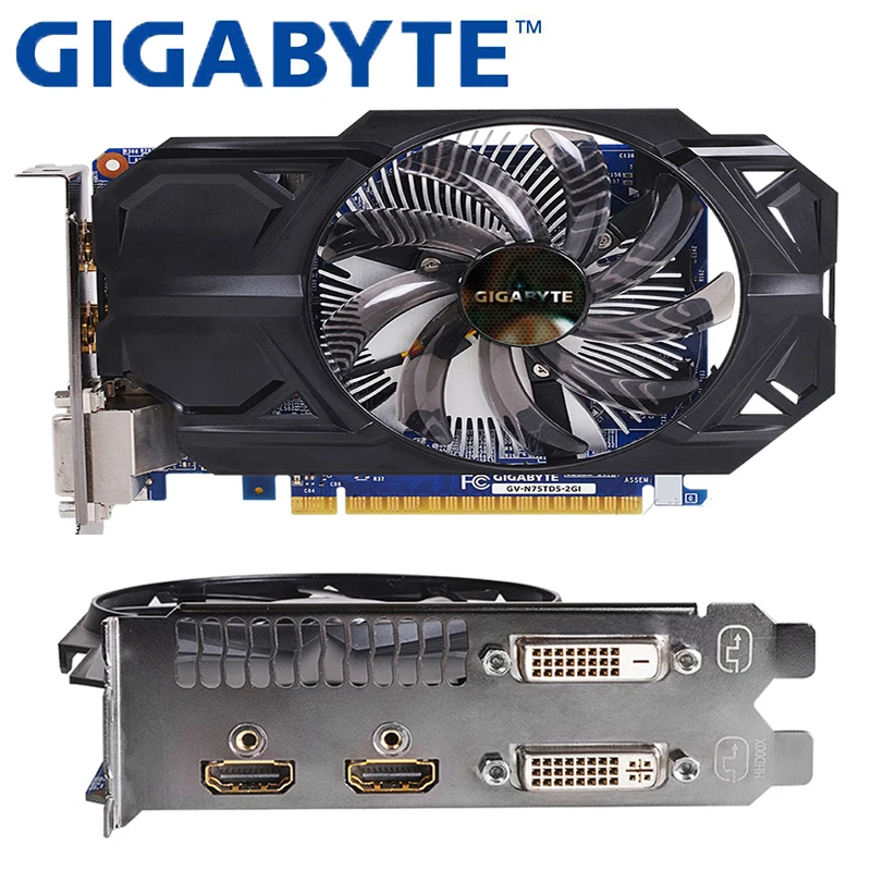 Видеокарта GIGABYTE с 2 ГБ GDDR5 128 битная видеокарта NVIDIA GeForce gtx 750 ti GPU для ПК Hdmi Dvi б/у VGA